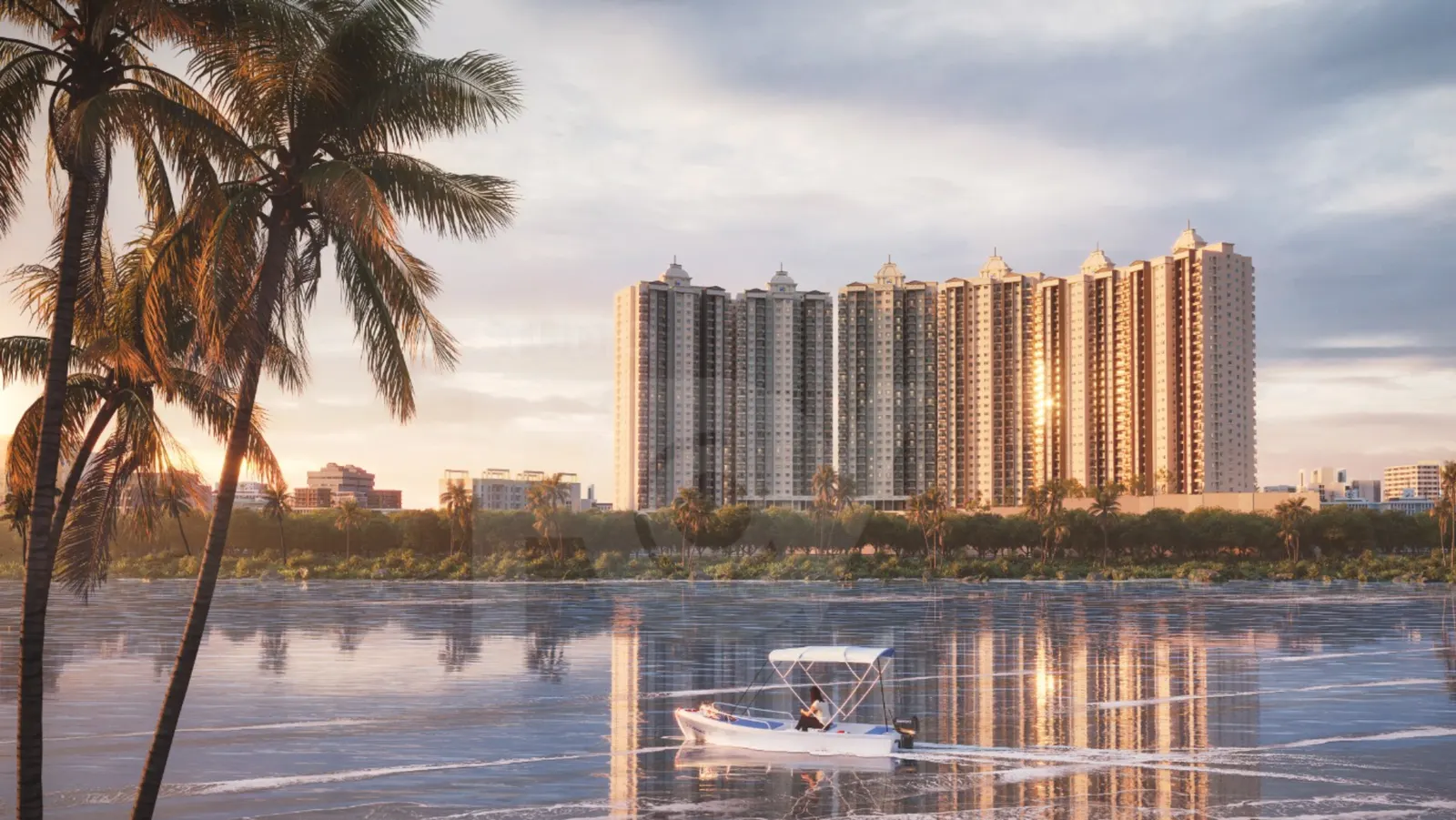Lake Ridge City towers across the lake – Lake Ridge City