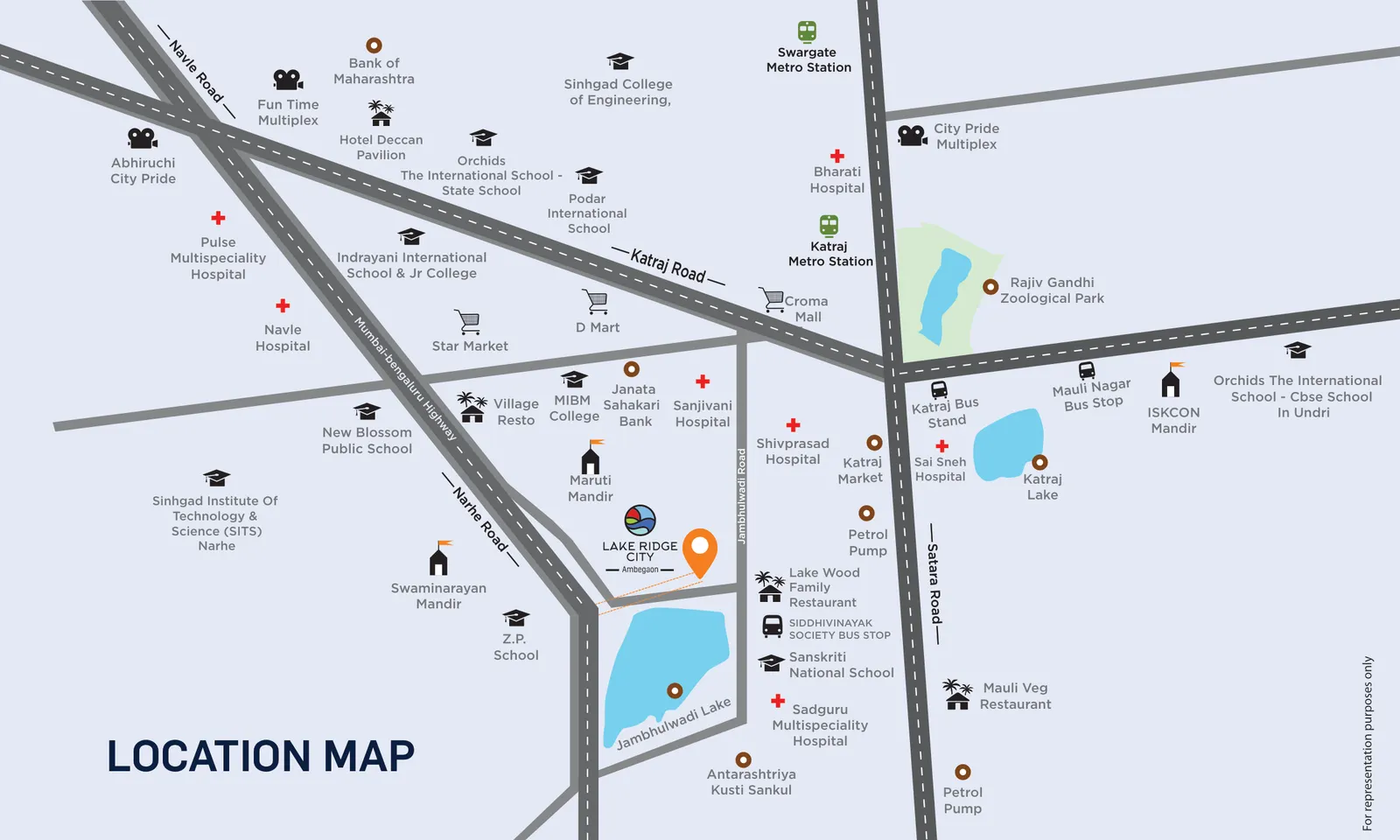 Lake Ridge City location map – Ambegaon Khurd, Pune
